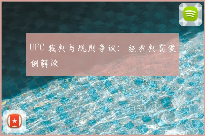 UFC 裁判与规则争议:经典判罚案例解读